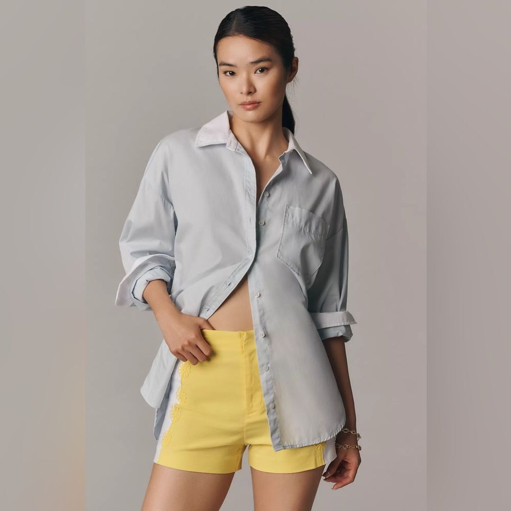 Anthropologie Maeve Linen Blend Embellished Shorts